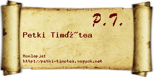 Petki Timótea névjegykártya